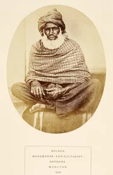 Beloch, mohammedanischer Landwirt, Googaira, Mooltan, aus The People of India, von J. Forbes Watson, veröffentlicht 1868